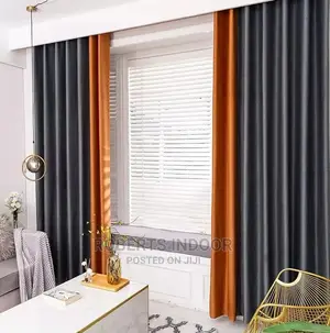 Grey and Orange House Curtain
