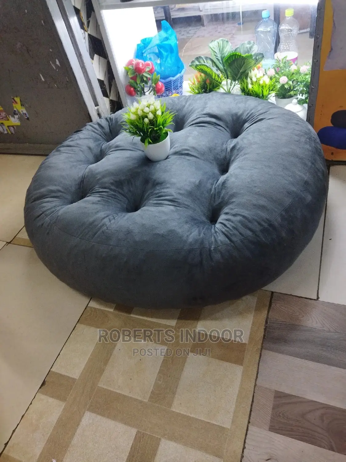 Grey Cozy Floor Pillow