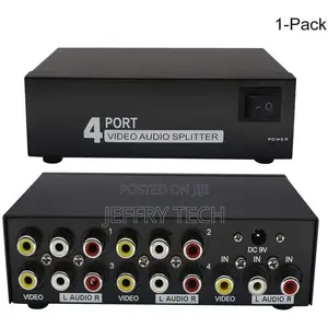 Rca Audio Video Splitter Rca for Cable Box 1x4 Port Splitter