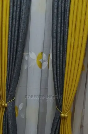 Grey and Yellow Elegant House Curtain
