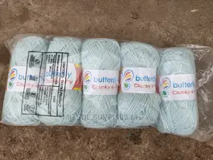A Packet Of 5 Powder Blue Chunky Yarns- Butterfly
