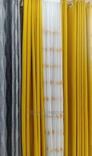 Mixed Grey and Yellow Window Curtain