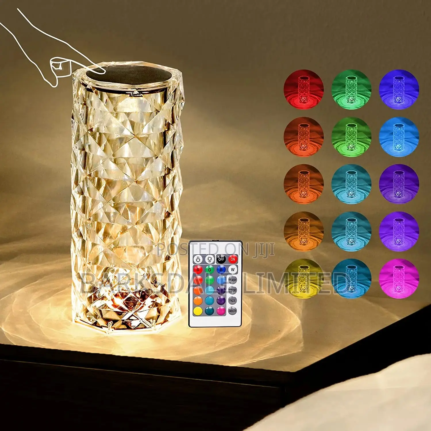 Crystal Bedside Lamp Rechargeable Night Light Remote Control