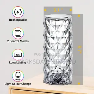 Crystal Bedside Lamp Rechargeable Night Light Remote Control
