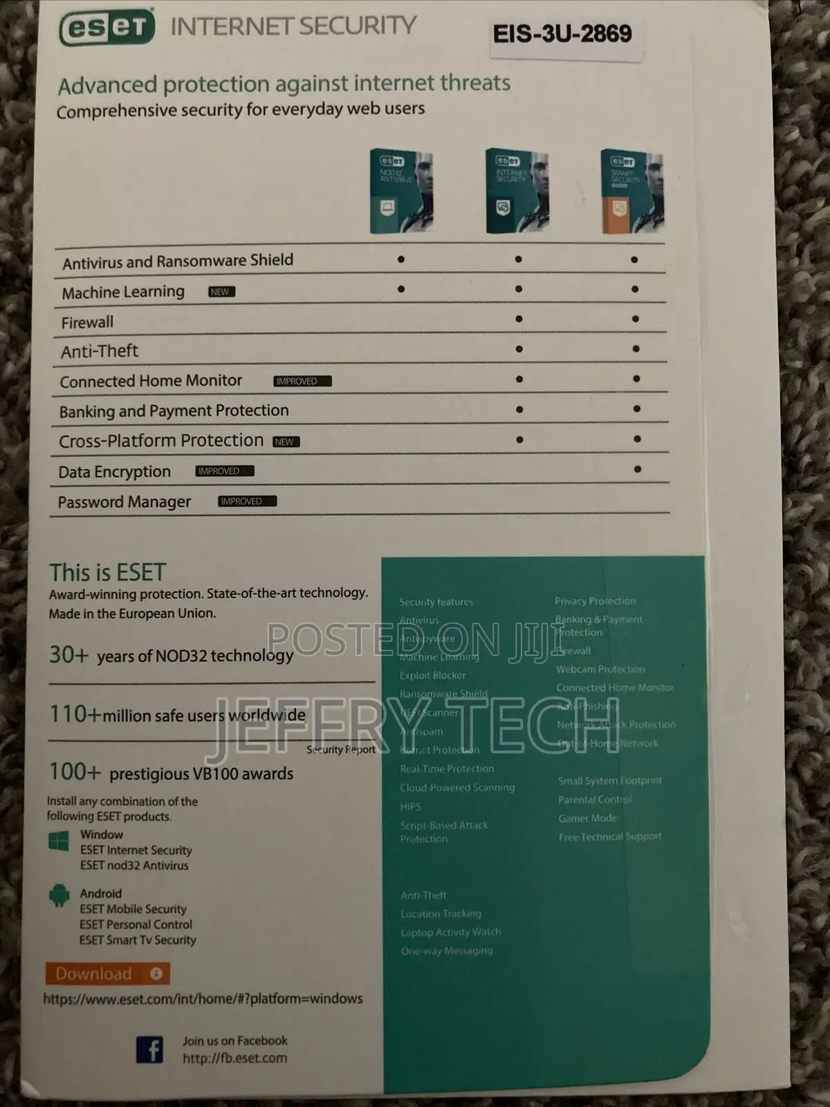 Eset Internet Security, 03 User, 01 Year