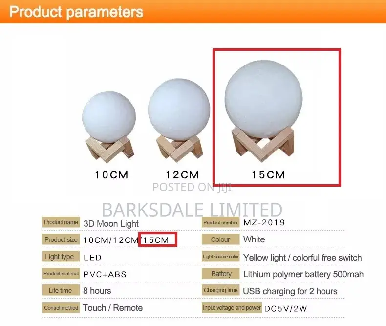 Moon Light Lamp Remote Rechargeable LED Table Bedside