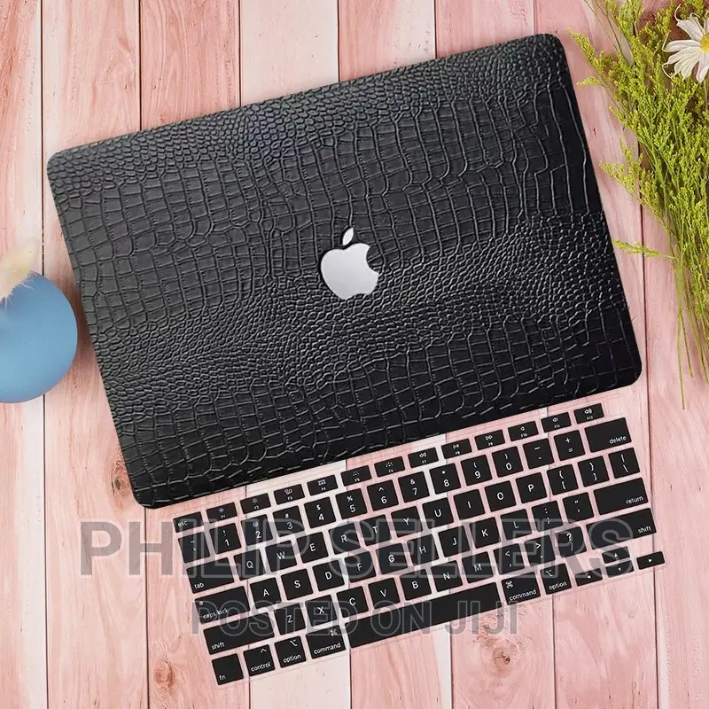 Macbook Case With Keyboard Cover Package | Black Crocodile L