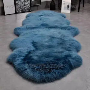 Blue Bedside Faux Far Mat