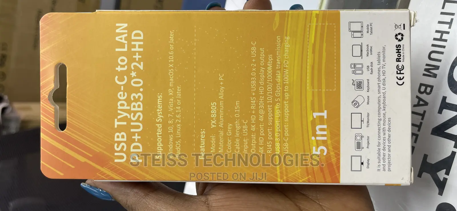 USB C to Lan Pd +Usb3.0*2+Hd
