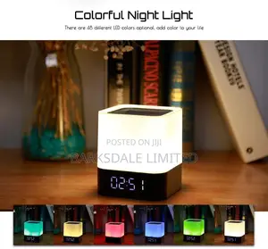 Bluetooth Speaker Square Bedside Light Lamp Cube Clock LED