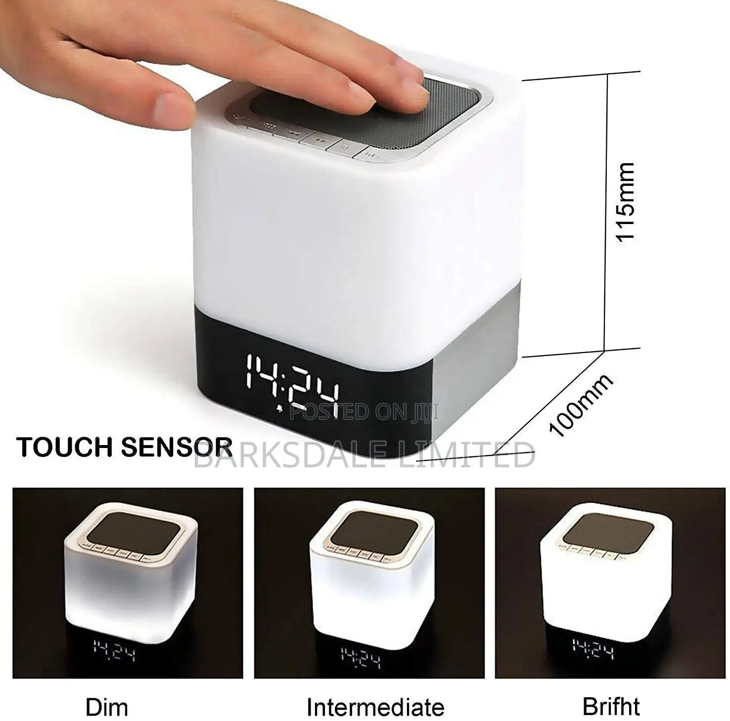 Bluetooth Speaker Square Bedside Light Lamp Cube Clock LED