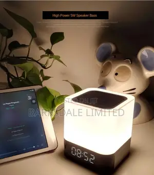 Bluetooth Speaker Square Bedside Light Lamp Cube Clock LED