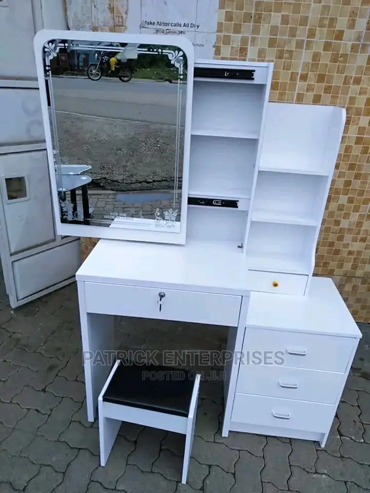 White Dressing Table With a Sliding Mirror