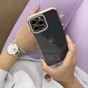 Fashion Case for iPhone 13 Pro Max Gold Frame Gel Cover Whit