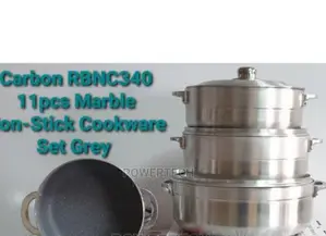 11pc Marble Non -stick Cookware Set Grey;