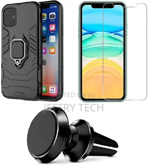 Pack Shell + Holder Magnet + Tempered Glass iPhone 7 8 Se 20