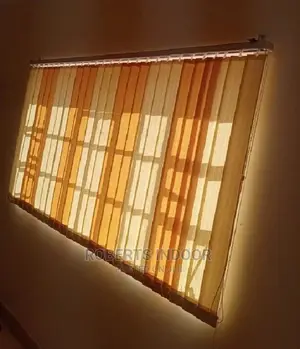 Yellow and White Vertical Window Blinds