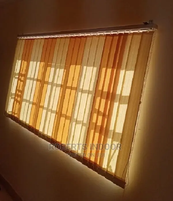 Yellow and White Vertical Window Blinds