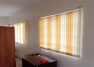 Yellow and White Vertical Window Blinds