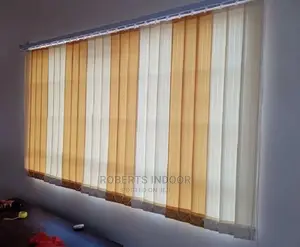 Yellow and White Vertical Window Blinds