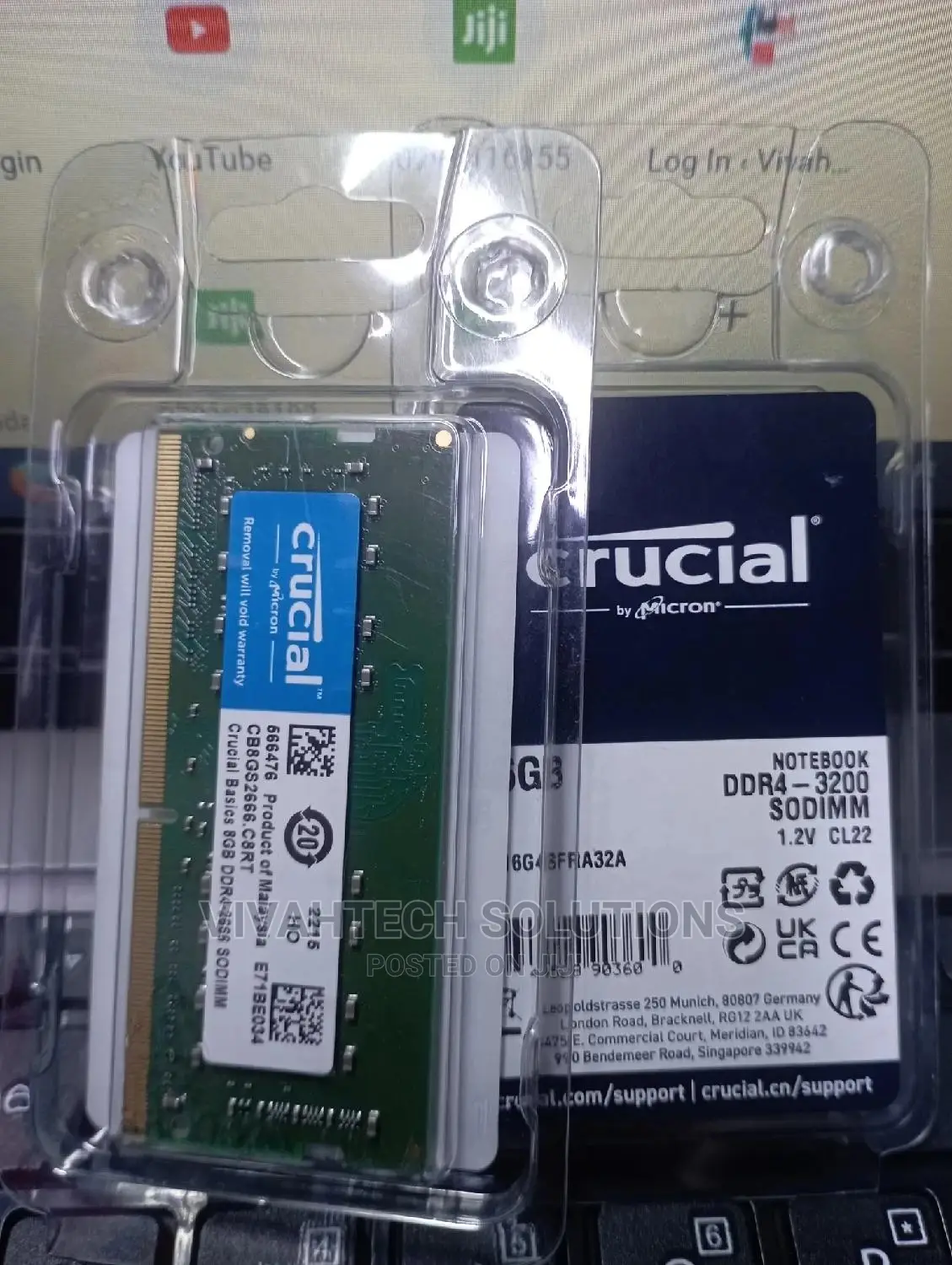 Crucial Laptop RAM DDR4 8GB 3200
