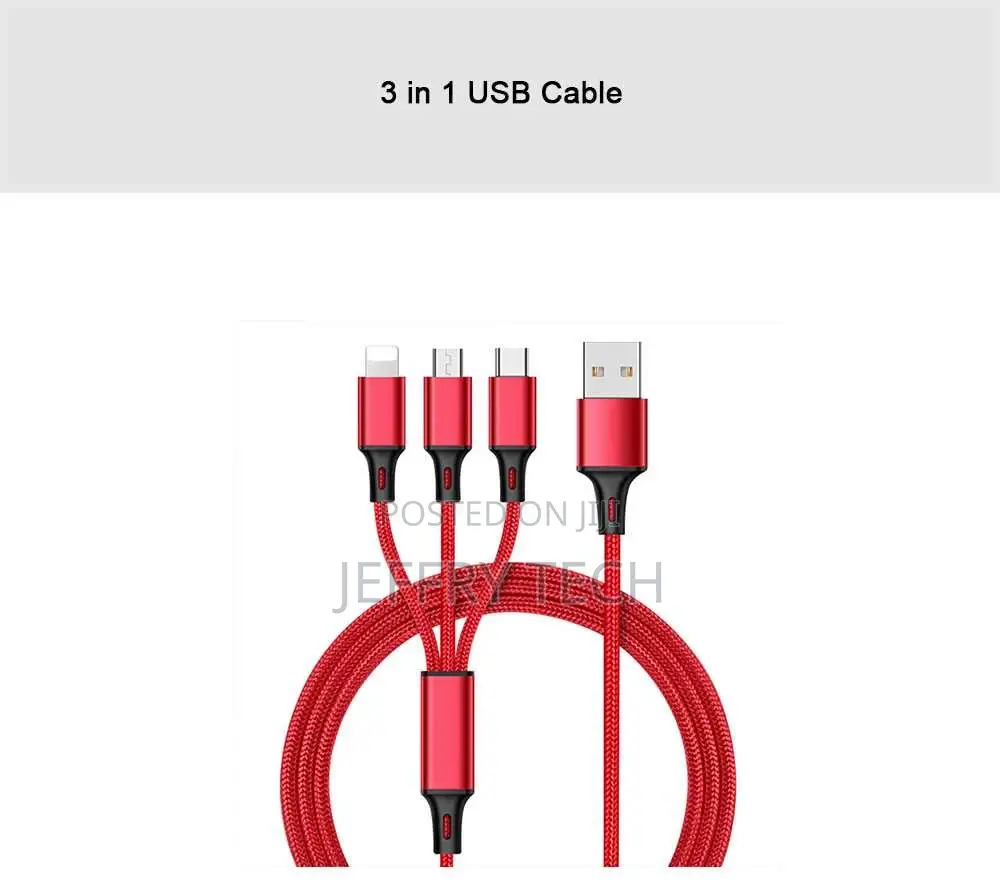 3 in 1 USB Cable Fast Charging Cable USB Type C Cable for Ip