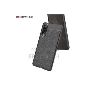 Huawei P30 Soft Silicon Litchi Back Cover-Black