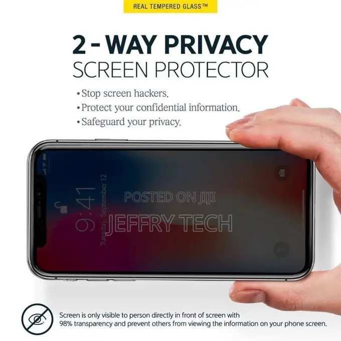 Privacy Screen Protector Glass for iPhone X/Xs - Black