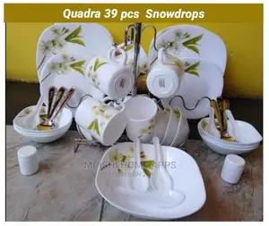 39pcs Quadra Square Dinner Set Snowdrops