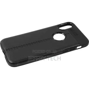 Silicone Case for Apple iPhone X/Xs Black Leather Look Cover