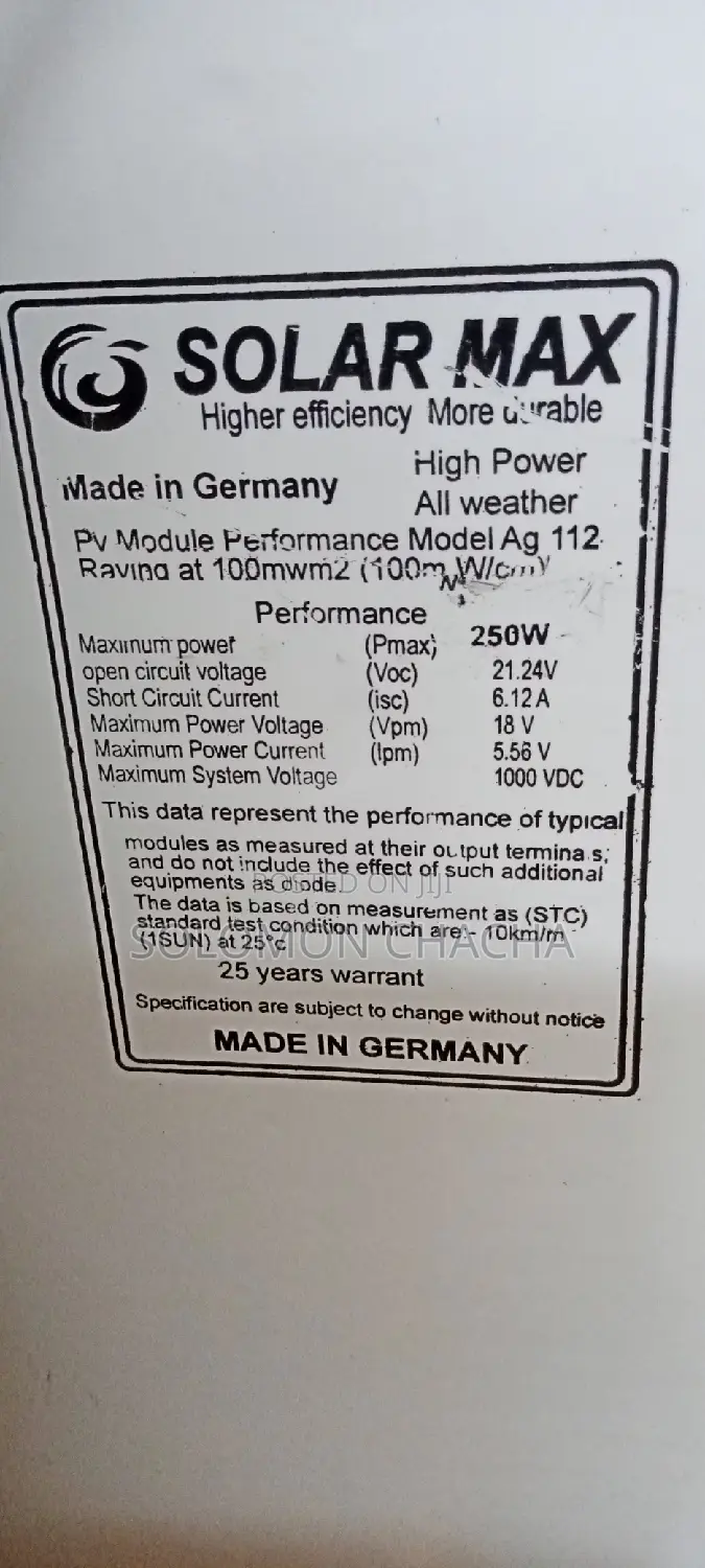 250w Solar Max Panel All Weather Germany