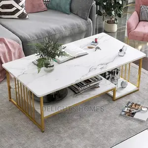 Marble Effect Wooden Coffee Table