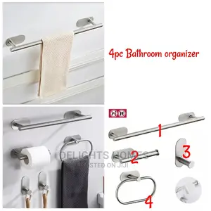 4pc Silver Bathroom Organizer
