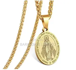Virgin Mary Necklace Gold Plated Jewelry Chains Coin Pendant