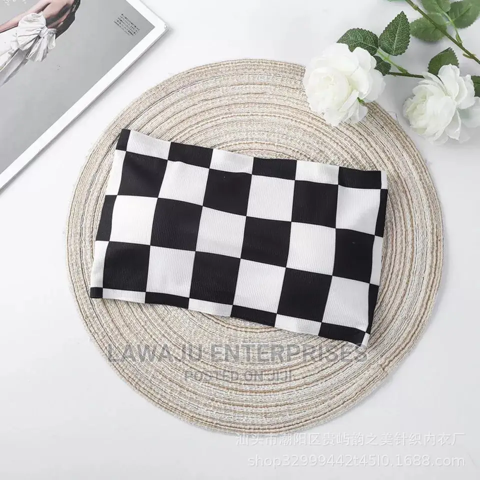 Checker Board Strapless Bra