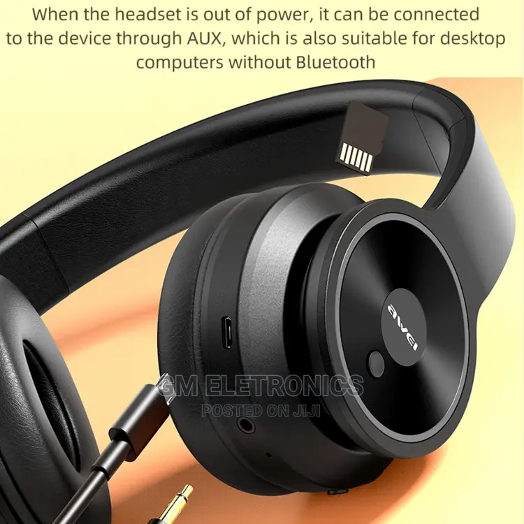 Original Awei Foldable Wireless Bluetooth Headphone(Black