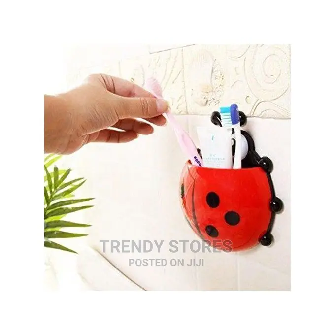 Ladybird Wall Mountable Toothbrush Holder - Red