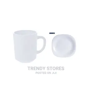 Dinner Plates 6 Pieces + 6 Pcs of Cups - White