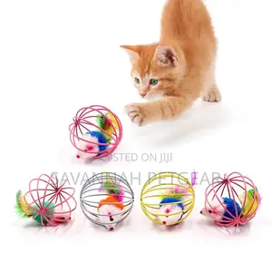 Interactive Rolling Feather Cage Cat Toy