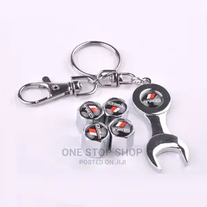 TRD 4pcs Tire Valve Caps With Mini Wrench Keychain
