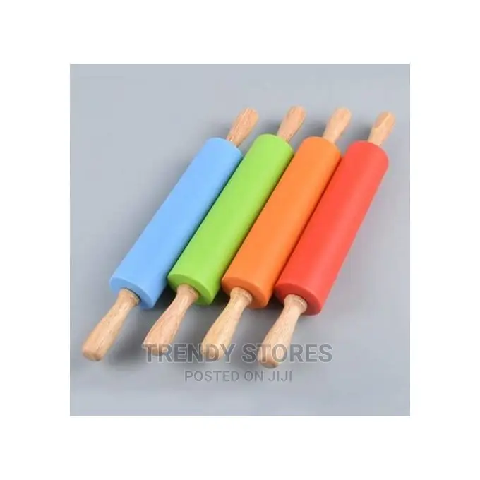 Food Grade Silicone Rolling Pin Wooden Handle