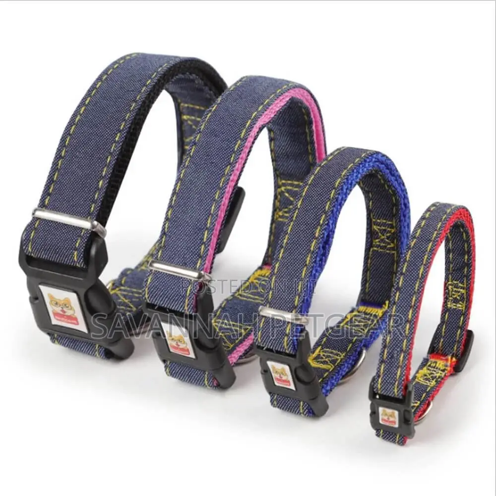 Quick Snap Buckle Denim Dog Collar