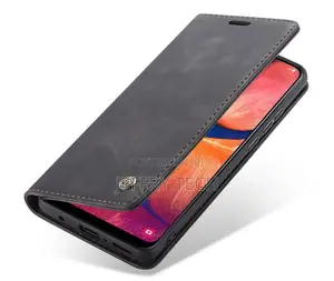Caseme Samsung Galaxy A30 Retro Flip Leather Wallet Case Bla