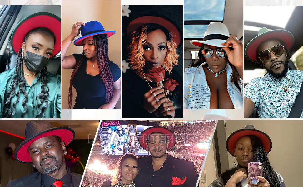 Red Bottom Wide Brim Sunken Top Fedora Hat
