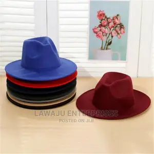 Red Bottom Wide Brim Sunken Top Fedora Hat