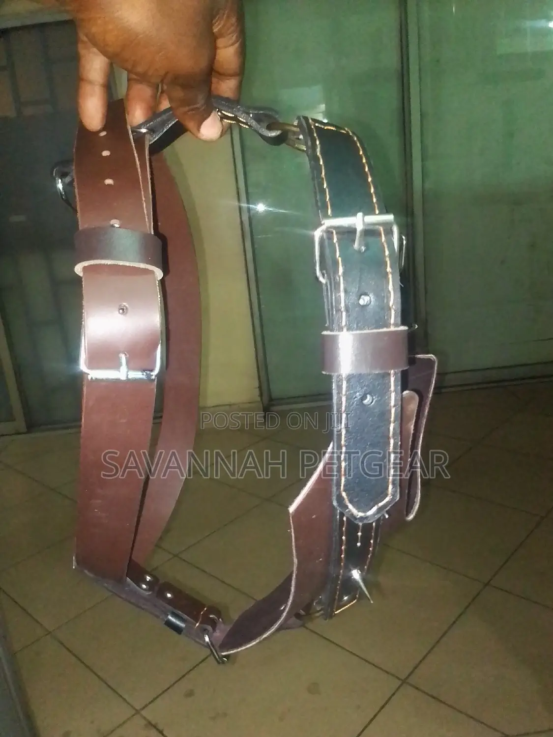 Spiked and Non-Spiked Heavy Duty Genuine Leather Dog Harness