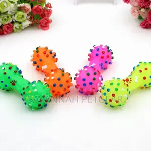 Polka Dot Bone Squeaky Chew Dog Toy