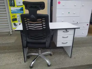 1.2 Mtrs White Office Desk Plus High Back Recliner Chair