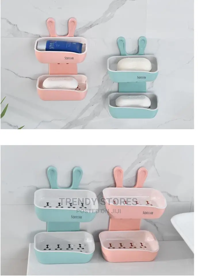Little Bunny Double Layer Soap Holder With Adhesive Tape