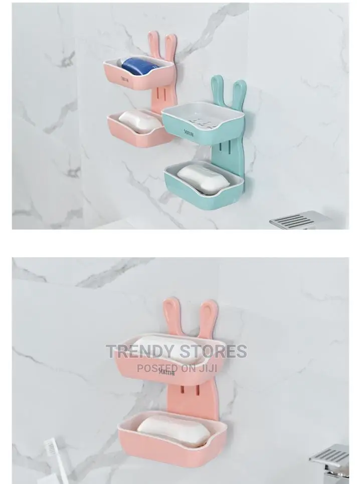 Little Bunny Double Layer Soap Holder With Adhesive Tape